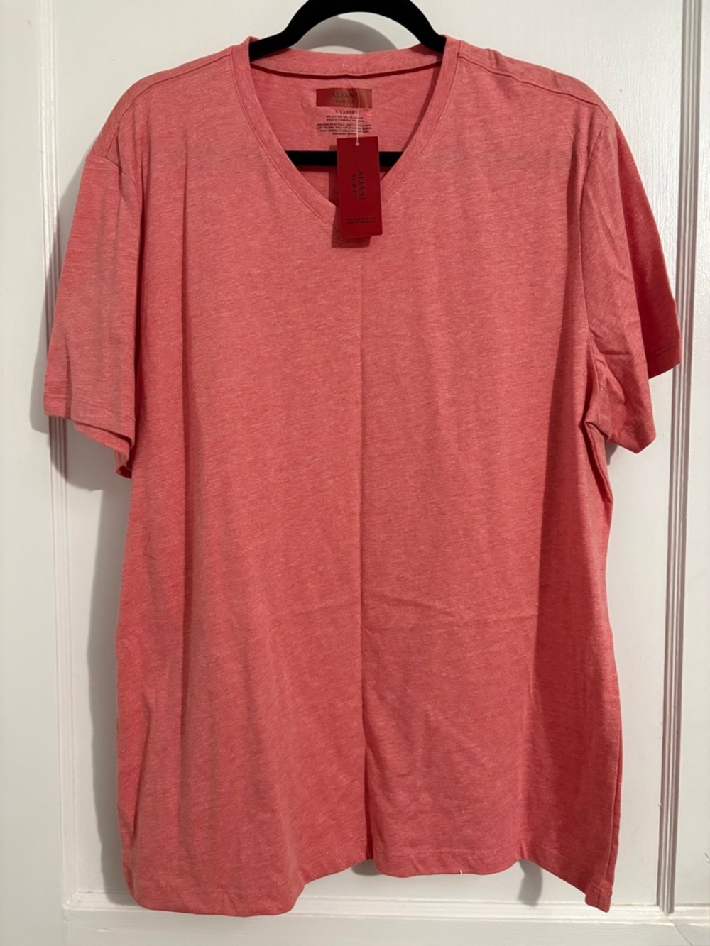 Alfani Men's Heathered Coral V-Neck Short Sleeve Tee